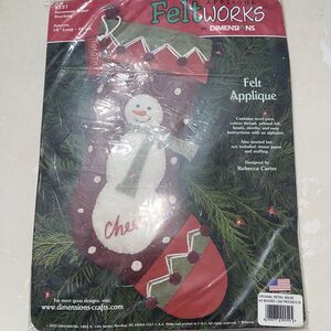 Felt Christmas Stocking Kit Feltworks 8137 Snowman Cheer Dimensions Applique NEW